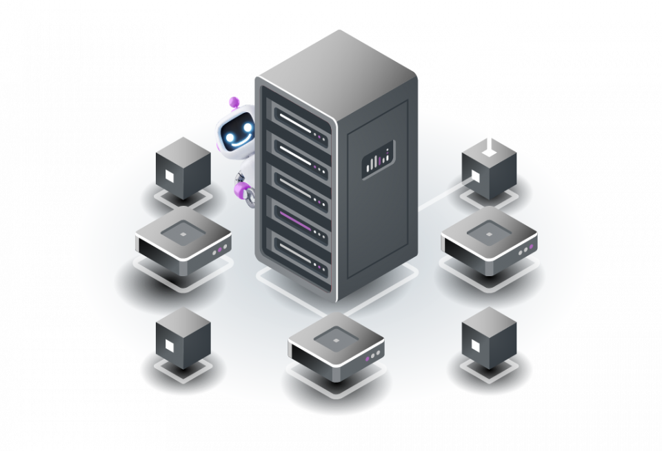 Illustration: Server with several surrounding clusters