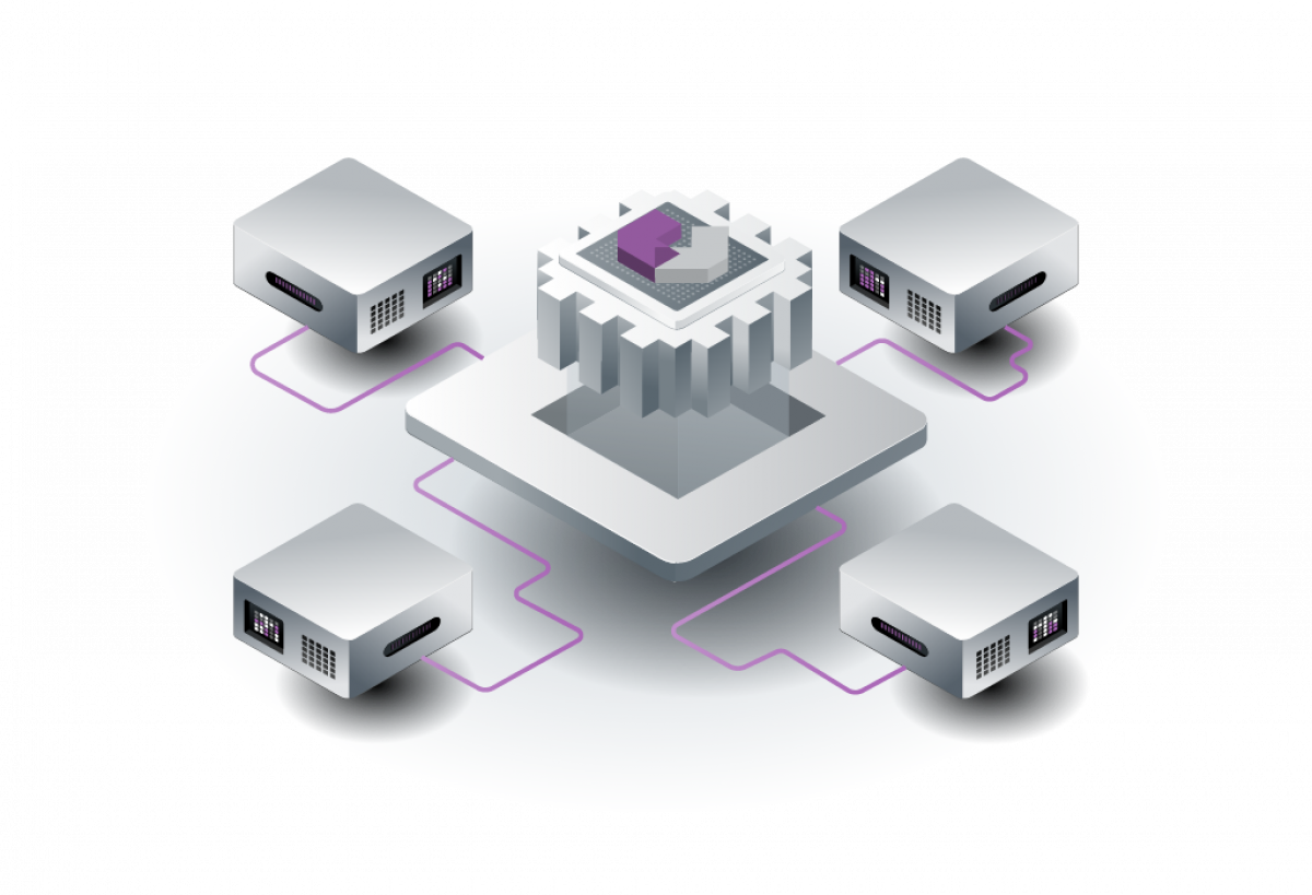 Illustration: Central AI.GO element with four connected terminals